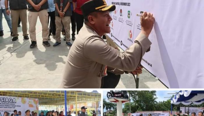 KAPOLRES PEMATANG SIANTAR HADIRI APEL SIAGA PENGAWASAN DEKLARASI KAMPANYE DAMAI PEMILU 2024