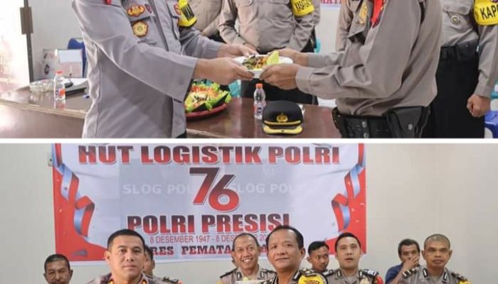 POLRES PEMATANG SIANTAR MEMOTONG NASI TUMPENG RAYAKAN HUT LOGISTIK POLRI KE 76
