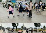 Polsek Saribudolok Sukses Gelar Strong Point di SMK N1 Silimakuta, Lalu Lintas Aman dan Lancar