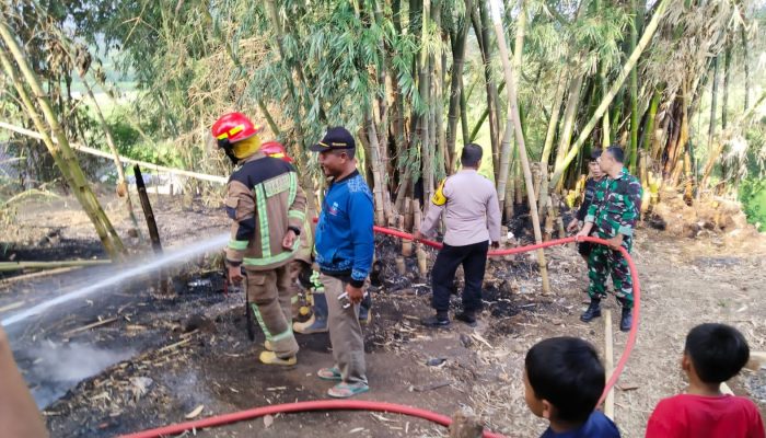 Kabid Humas Polda Jabar : Polisi Bantu Padamkan Kebakaran Lahan Bambu Di Pemakaman Umum