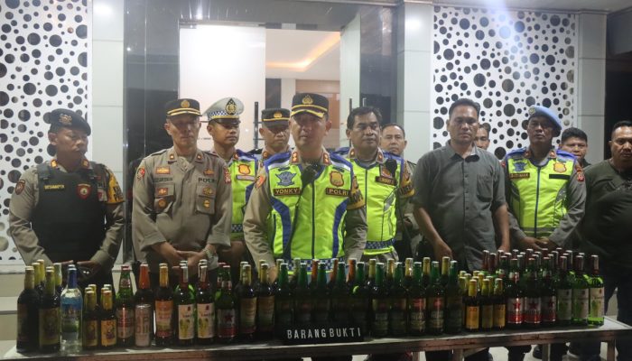 KRYD Polres Garut Amankan Puluhan Botol Miras dan Knalpot Tidak Sesuai Spesifikasi