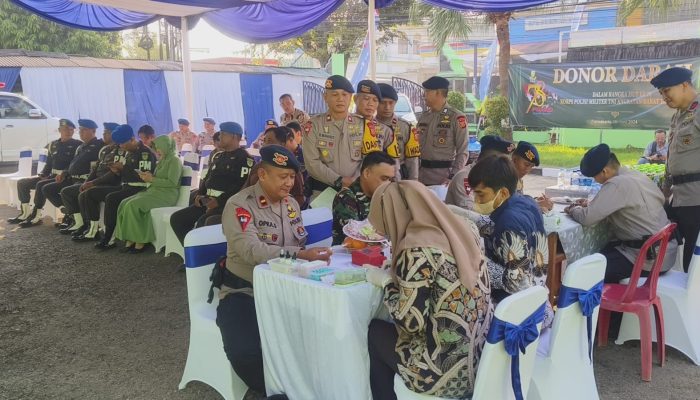 Sinergitas TNI – Polri Kegiatan Donor Darah dalam Rangka Hut Polisi Militer Angkatan Darat yang Ke – 78 Tahun 2024