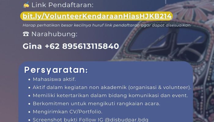 Yuk Jadi Volunteer! Jadilah Bagian dari Kemeriahan Pawai Kendaraan Hias HJKB 214