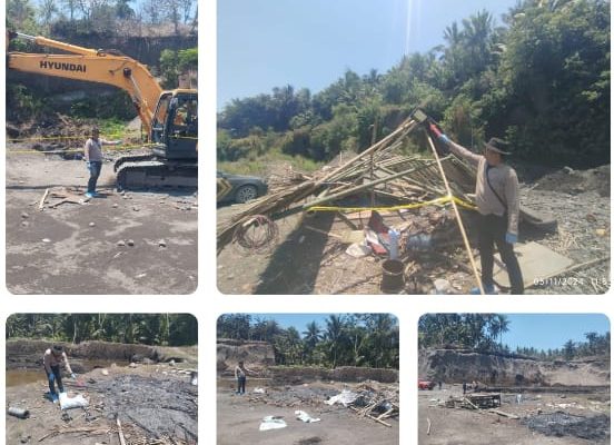 Polres Lotim Gerak Cepat Lakukan pengamanan dan Olah TKP Kasus Tambang Dirusak serta Dibakar ‎