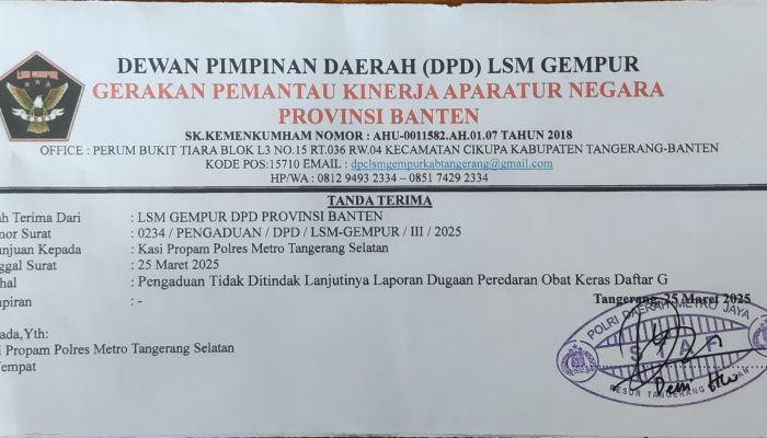 LSM GEMPUR Resmi Laporkan Oknum Polsek Ciputat Timur ke Kasi Propam Polres Tangerang Selatan