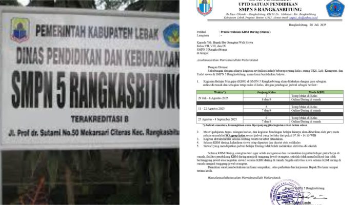 SMPN 5 Rangkasbitung Terapkan Pembelajaran Daring Selama Revitalisasi