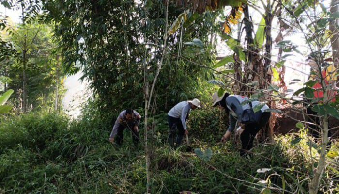 Polsek Bayongbong Kerahkan Personel Dukung BUMDes Mekarsari Garap Lahan Ketahanan Pangan