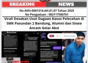 Viral! Desakan Usut Dugaan Kasus Pelecehan di SMK Pasundan 2 Bandung, Alumni dan Siswa Ancam Gelar Aksi