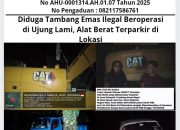 Diduga Tambang Emas Ilegal Beroperasi di Ujung Lami, Alat Berat Terparkir di Lokasi