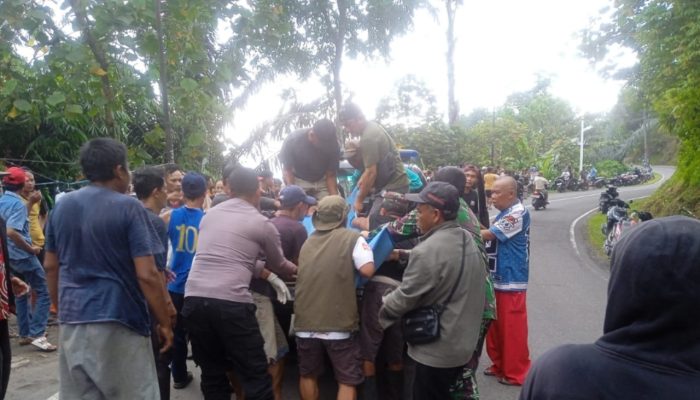Polsek Cisompet Tangani Kecelakaan Tunggal Truk di Jalan Raya Cikajang–Cisompet, Dua Orang Alami Luka dan Dilarikan ke RSU Pameungpeuk