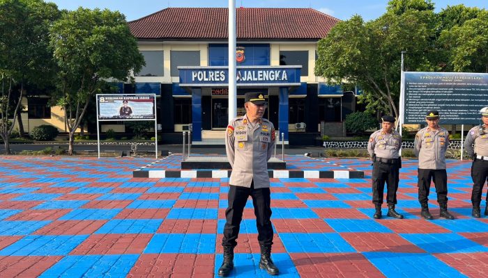 Jaga Kondusifitas, Polres Majalengka Gelar Apel Pengamanan Audiensi Buruh PPMI