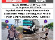 Kapolsek Genuk Kompol Rismanto Rela Basah Demi Warga: Gendong Anak Kecil di Tengah Banjir Kaligawe, GMOCT Apresiasi