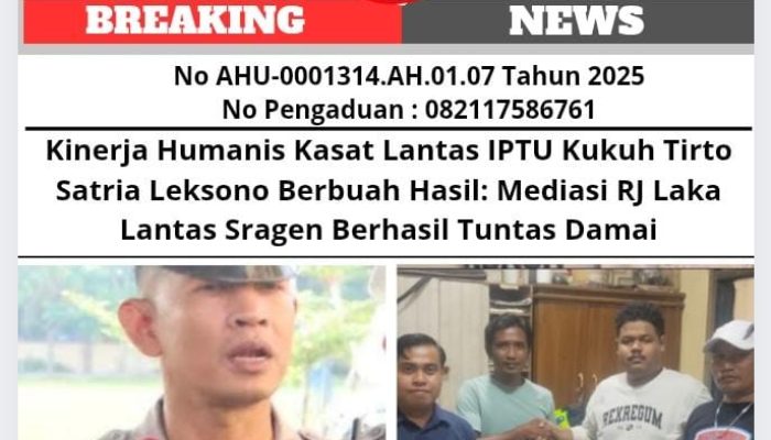 Kinerja Humanis Kasat Lantas IPTU Kukuh Tirto Satria Leksono Berbuah Hasil: Mediasi RJ Laka Lantas Sragen Berhasil Tuntas Damai
