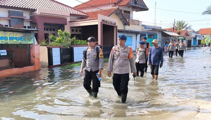 Tim SAR Sat  Brimob Polda  Jabar Sigap Tangani Banjir Rob di Indramayu