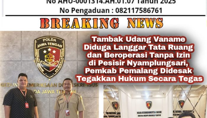 Tambak Udang Vaname Diduga Langgar Tata Ruang dan Beroperasi Tanpa Izin di Pesisir Nyamplungsari, Pemkab Pemalang Didesak Tegakkan Hukum Secara Tegas