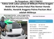 Fakta Unik Laka Lantas di Wilkum Polres Sragen: Mobil KIA Picanto Pakai Plat Nomor Honda Mobilio, Hendrik Anggota Polres Pacitan Akui adalah Miliknya