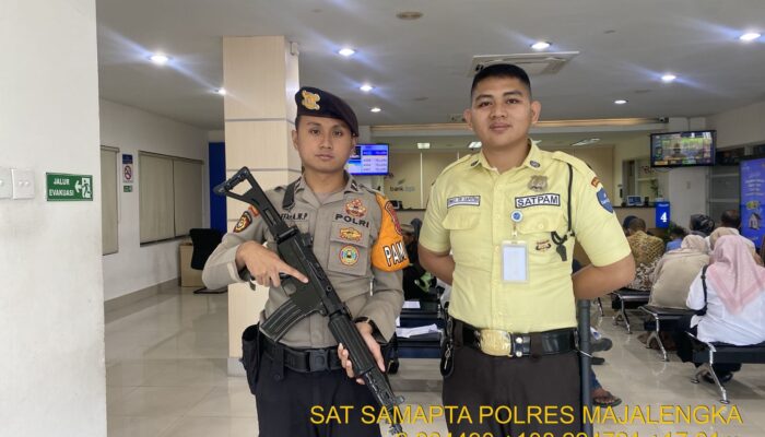 Jamin Keamanan Obyek Vital, Personel Sat Samapta Polres Majalengka Perketat Pengamanan di Sejumlah Perbankan