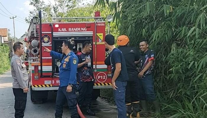 Polisi Bantu Proses Pemadaman Lahan Bambu 100 Tumbak di Pasirjambu Bandung